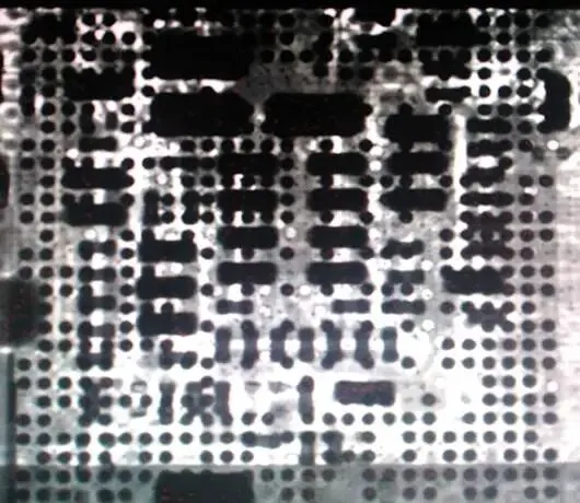 X-ray image of BGA joints printed with 0.25 mm rounded-square apertures