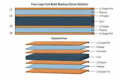 Multilayer PCB Construction Explained: Layers, Cores, Prepreg and Copper Foil