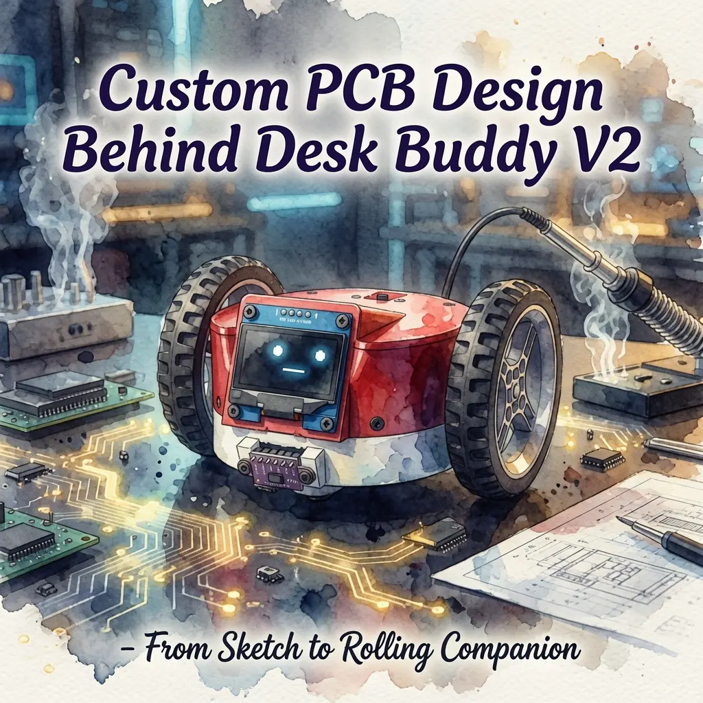 Custom PCB Design Behind Desk Buddy V2 – From Sketch to Rolling Companion