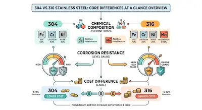 304 vs 316 Stainless Steel for Sheet Metal Fabrication: Key Differences