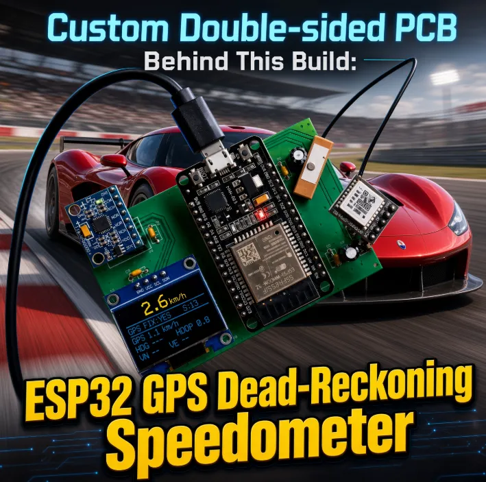 Custom Double-sided PCB Behind This Build: ESP32 GPS Dead-Reckoning Speedometer