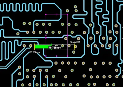 Trace routing on a single-sided PCB avoiding sharp bends