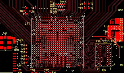 Dog-bone fanout pattern for a small BGA package
