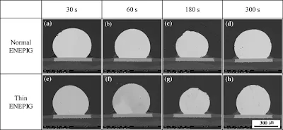 SEM image of gold ball bond on ENEPIG surface finish