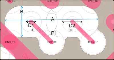 Dog-bone fanout for larger pitches