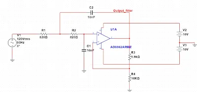 Sallen-Key Butterworth Low-Pass Schematic