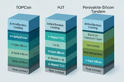 Perovskite Tandem Cells: Topcon vs HJT Bottom-Cell Comparison
