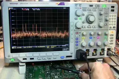 Waveform showing excessive ripple on power supply PCB output