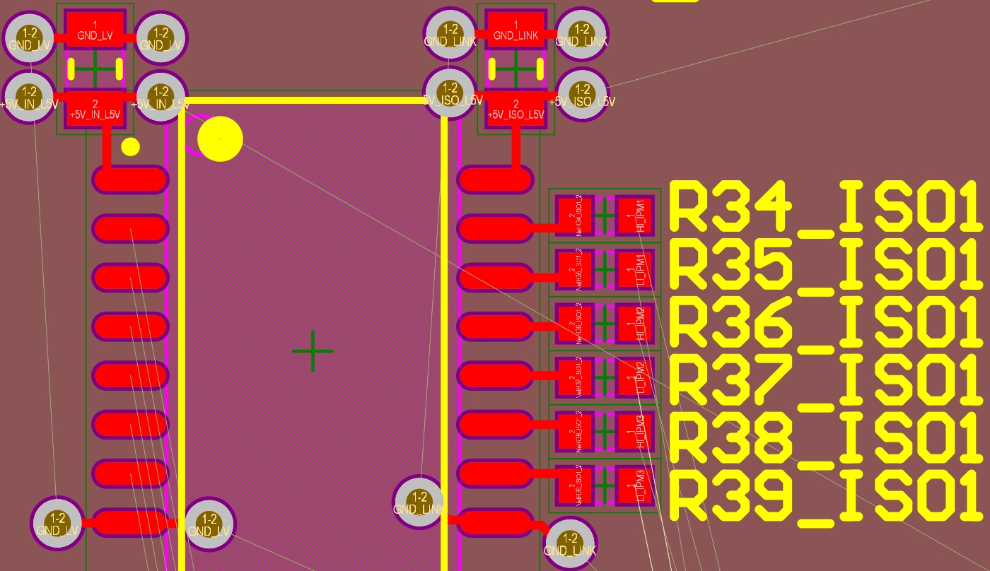 Layout example of strategic decoupling capacitor placement near IC pins