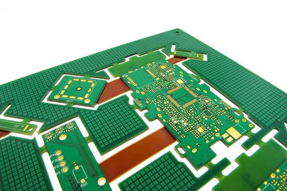 Layered diagram of flexible FR-4 PCB for wearable with sensor integration