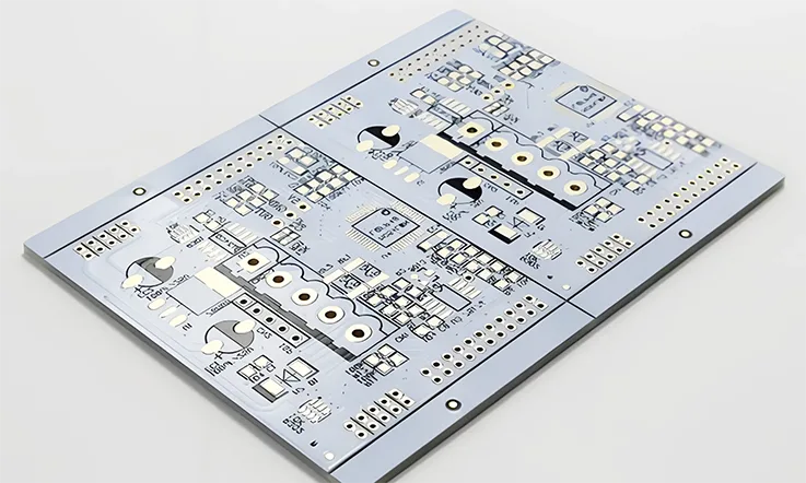 Close-up of a high-quality aluminum PCB prototype from AIVON, highlighting robust construction for mining thermal management