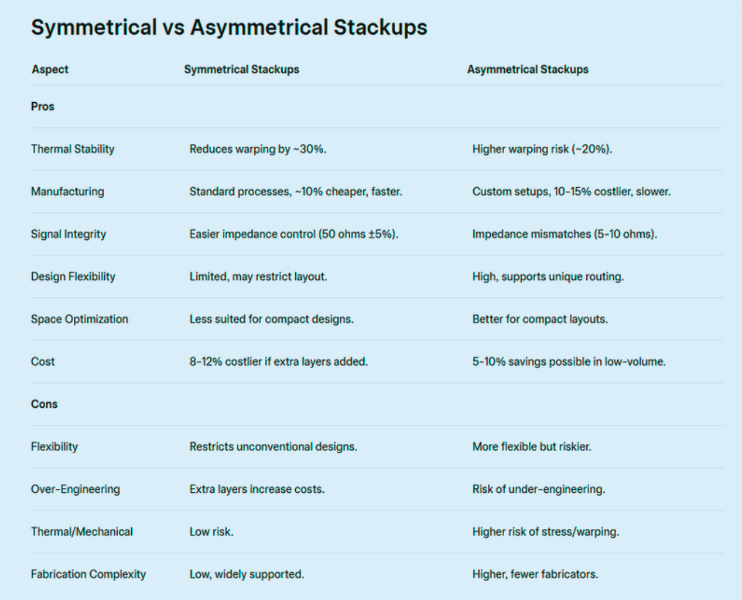 Symmetrical vs Asymmetrical Stackups