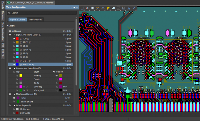 Screenshot of a simulation tool analyzing a PCB layout