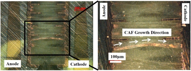CAF failure in high-Tg board with insufficient desmear