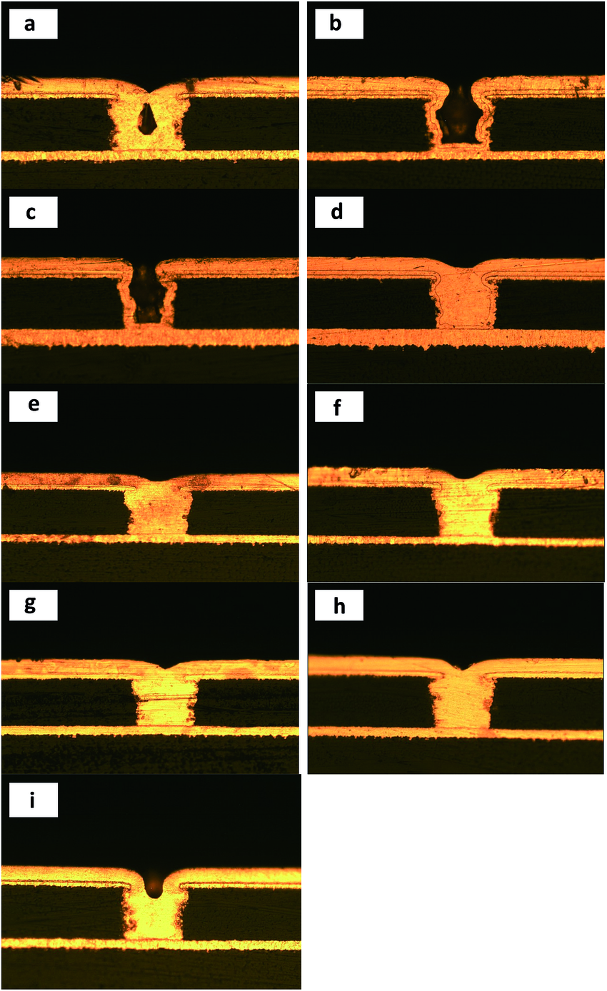 micrograph showing plated microvia