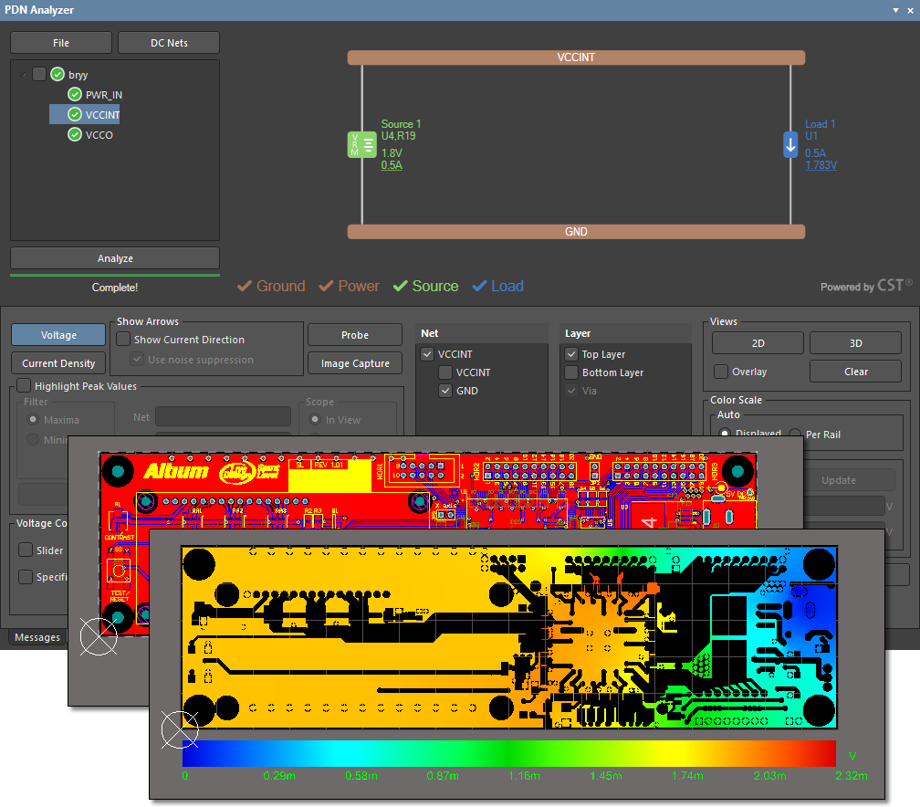 Software-generated thermal map of a PCB design