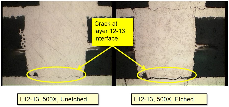 X-ray image highlighting voiding in microvia structures