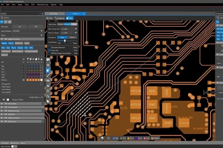 Designing inner layers of a multilayer PCB on software