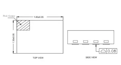 FCQFN 1.8 × 1.3-12 package dimensions