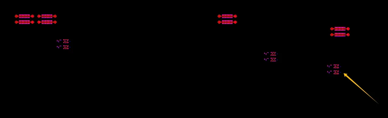 As shown in the picture, the arrow points to the PTH layer 0.5MM vias, there is no pad on the bottom line