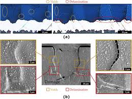 icroscope image of excessive HAZ around laser-drilled microvia in PCB