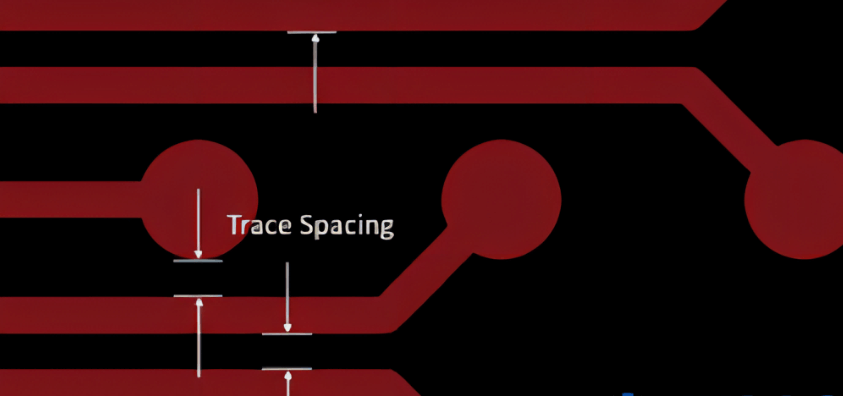 Diagram of PCB traces with varying spacing