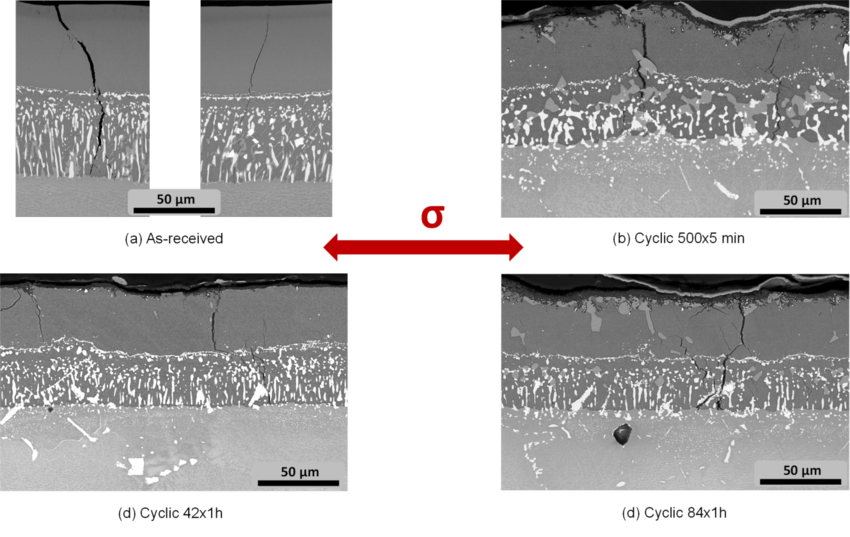 SEM image of cracked blind via after thermal cycling