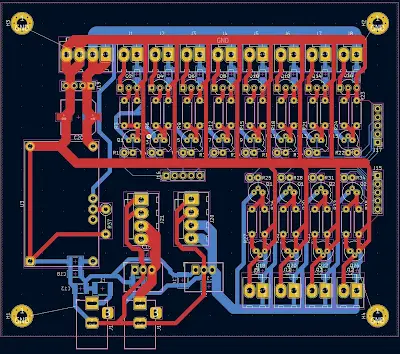 Schematic and PCB layout for a high-current power circuit on hobbyist software