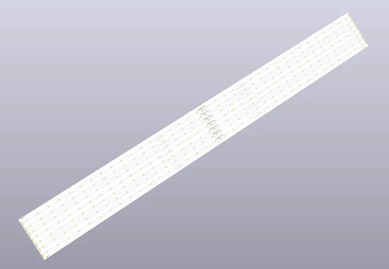 Extended aluminum PCB panel showing length-related handling and support challenges during manufacturing