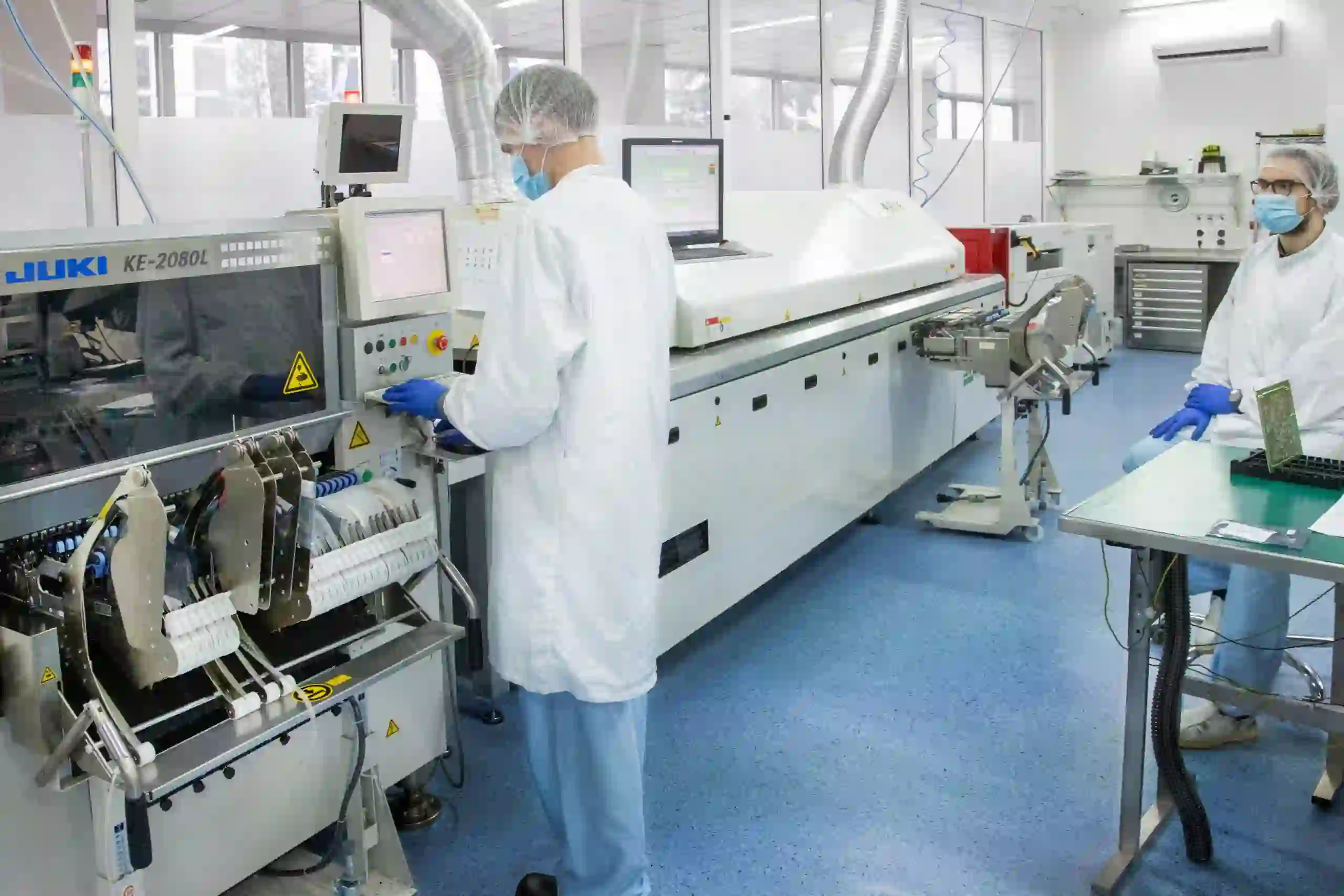 Spacecraft PCB assembly in cleanroom