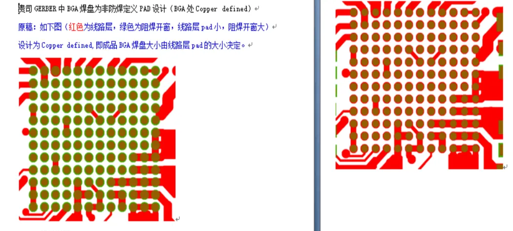 Gerber data used Non-Solder Mask Defined (NSMD) pads for BGA areas