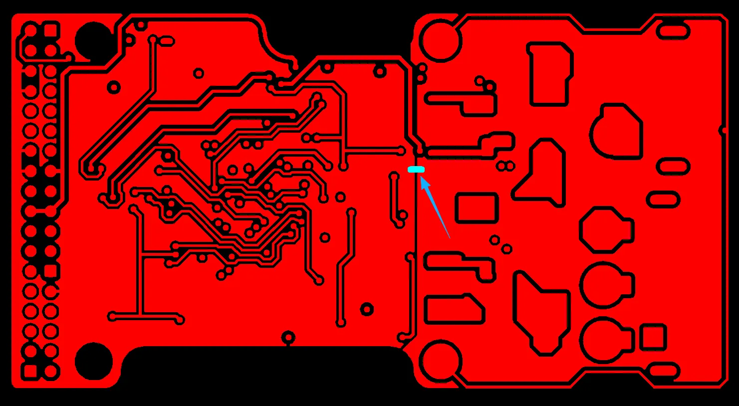 two copper areas that were not electrically connected