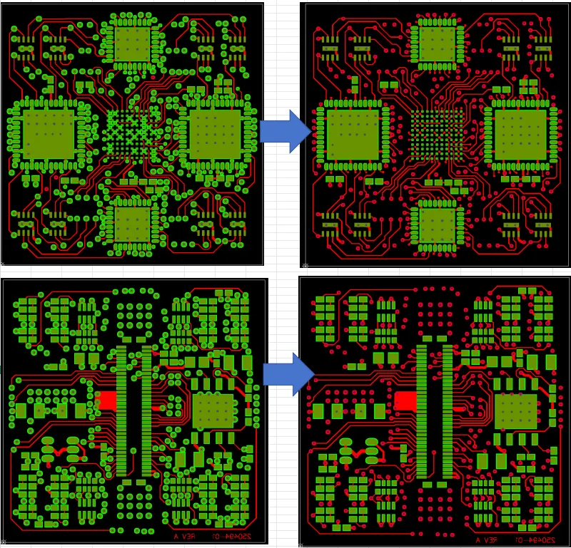 blind vias had solder mask openings on pads