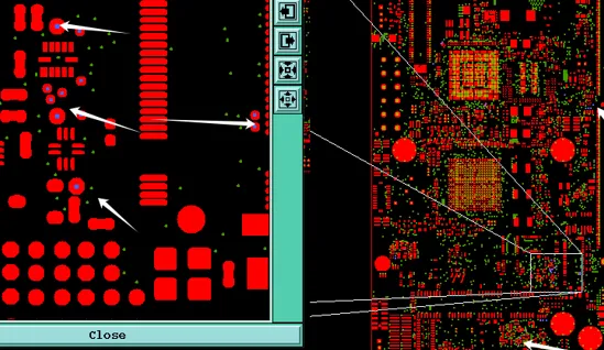 Vias on double-sided solder mask openings while others on test points