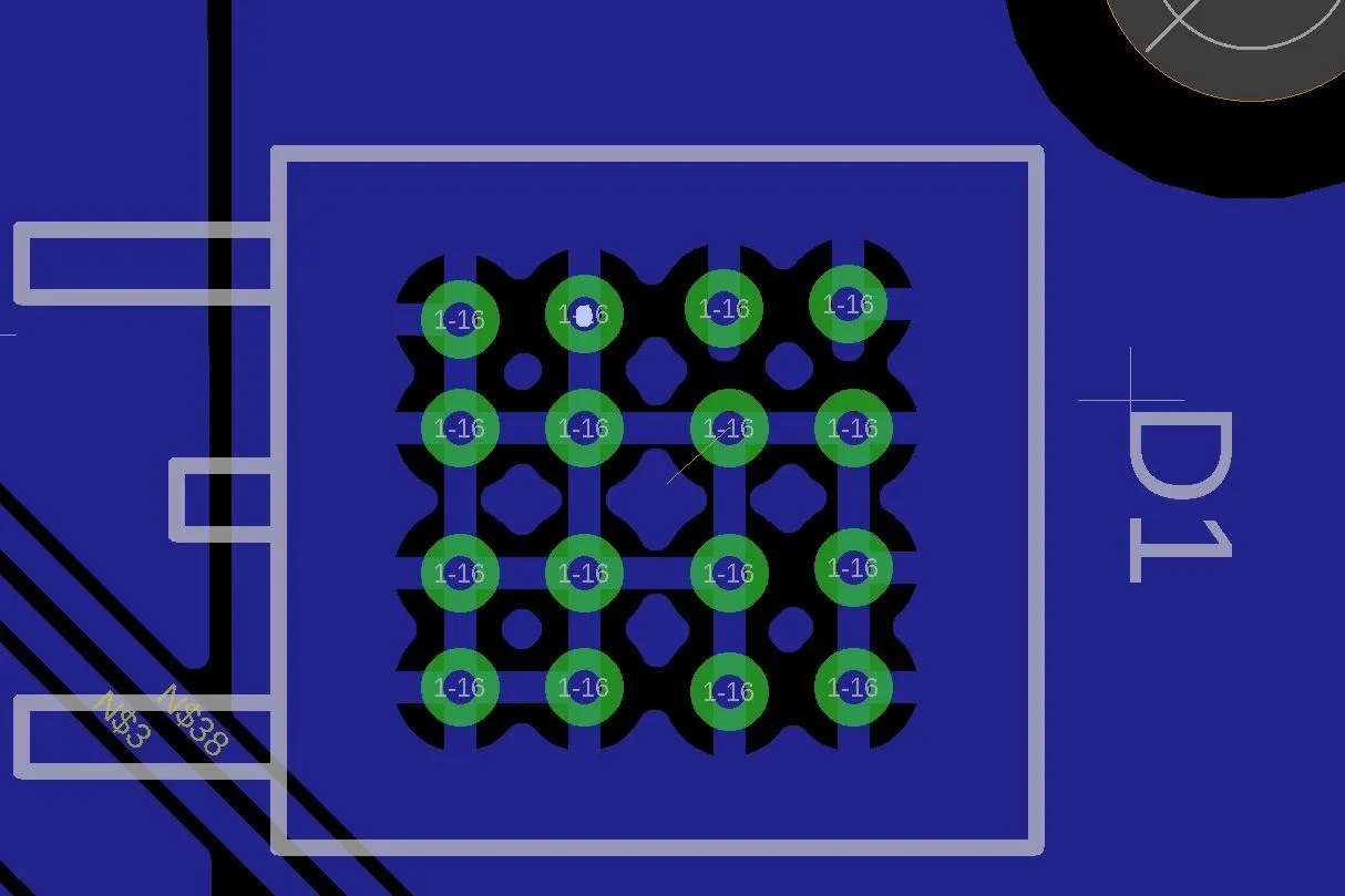 Cross-section of thermal vias array