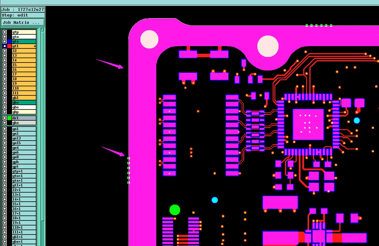 Several copper features were positioned too close to the board edge