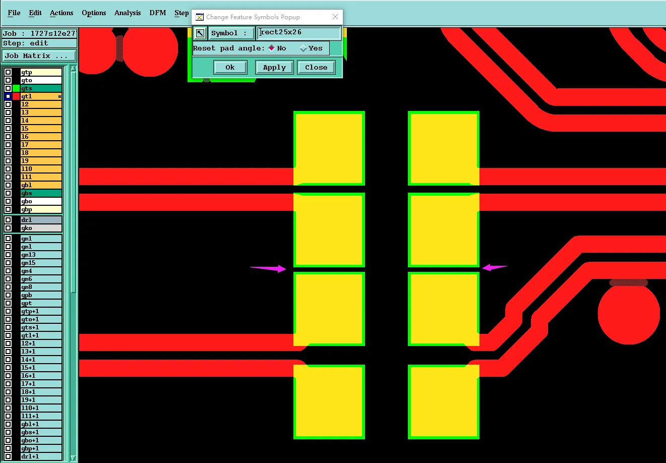 pad-to-pad spacings were too tight for a reliable solder mask bridge
