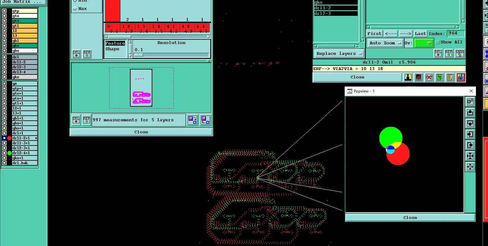 holes showed partial overlaps, connections, or very close proximity between layer3-4