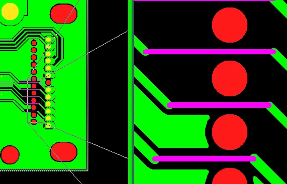 Reduce specific trace widths from 0.15 mm / 0.2 mm down to 0.1 mm
