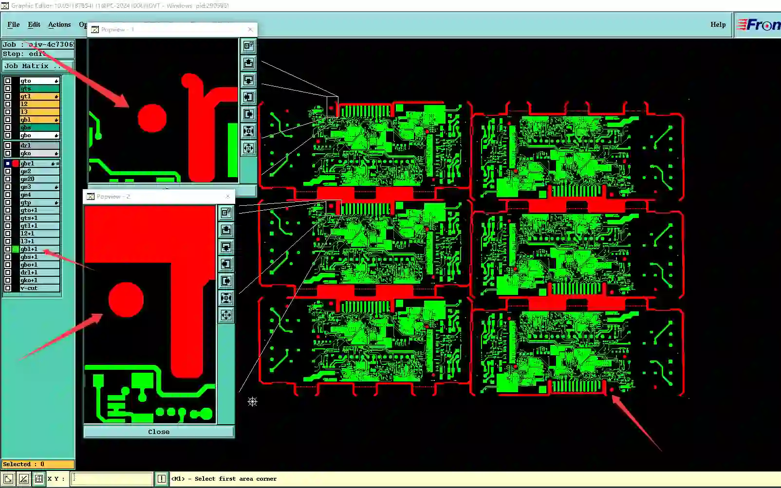 vias located on the DBR1 layer