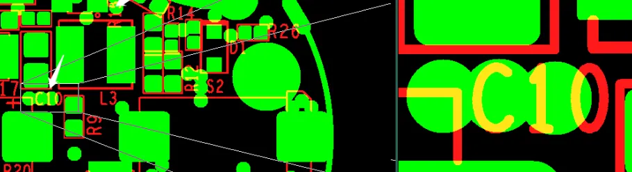 Silkscreen elements overlapping solder mask openings