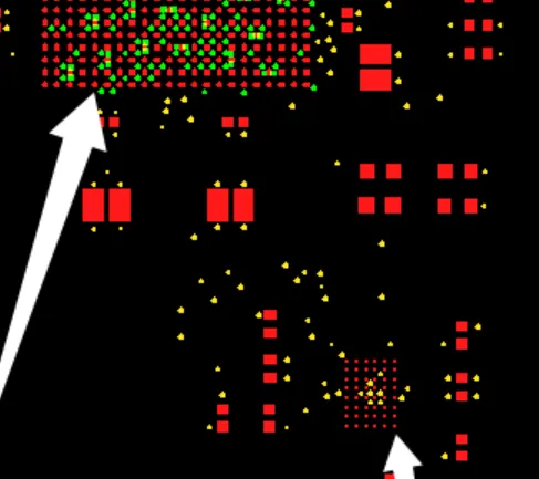 BGA regions had single-sided solder mask openings while others used double-sided openings.