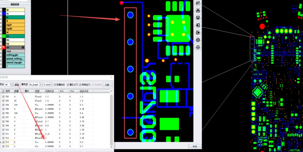 a 0.5mm hole on the bottom layer had a smaller solder mask opening