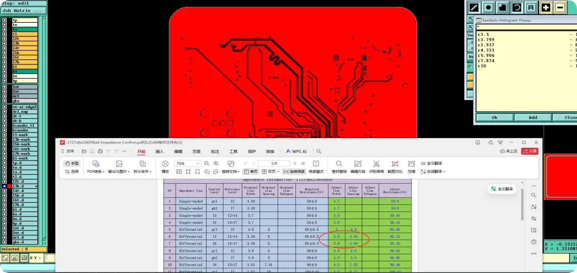 Layer 6 also lacked the expected 50ohm and 100ohm reference traces