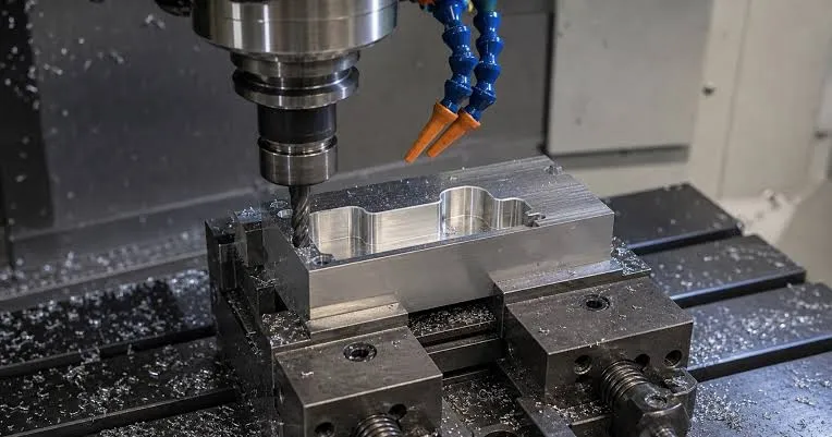 CNC setup with soft jaws