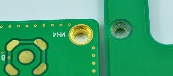 Top view comparison of ideal PCB mounting hole position