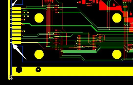traces extending out of the board outline
