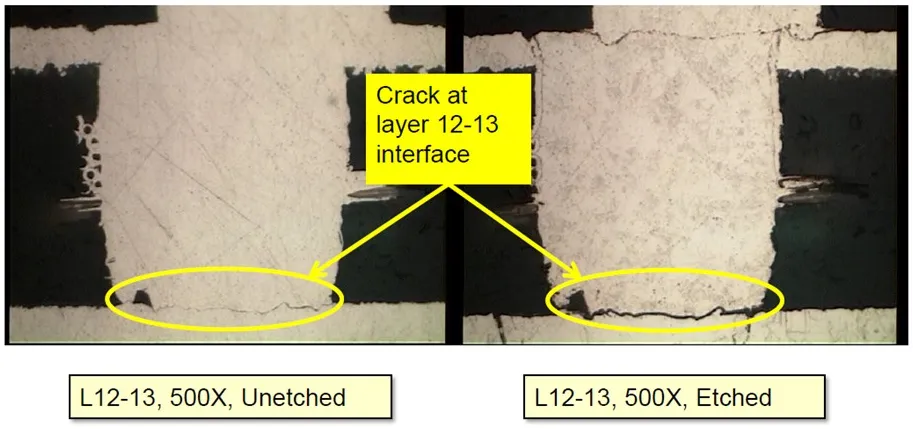 typical HDI microvia failure
