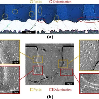 Cross-section of laser drilled microvias