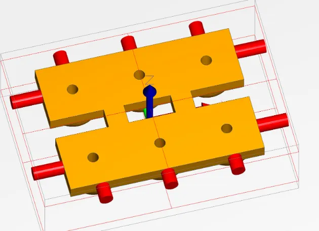 3D tool path visualization showing preferred machining direction from top opening of enclosure